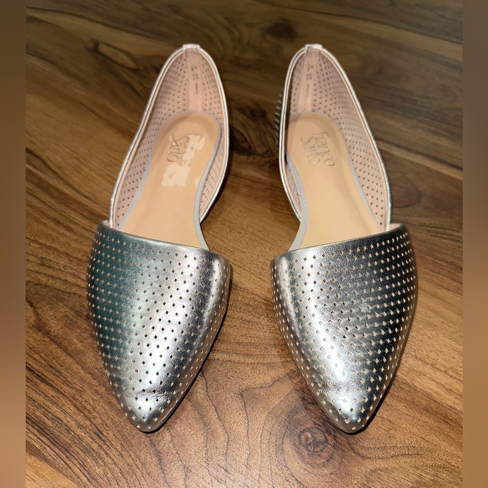 Franco Sarto Honey 2 Flats Metallic Silver Perforated | Size 7.5 | Excellent - Picture 2 of 6